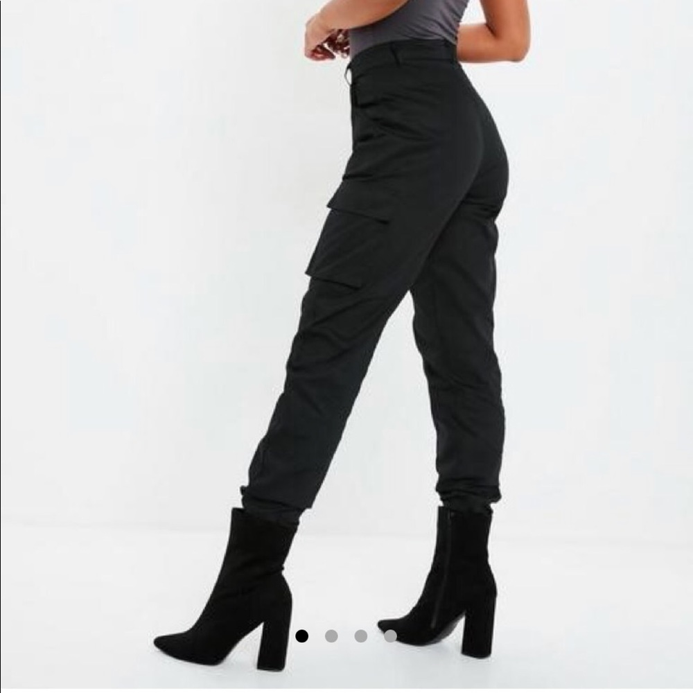 Missguided Black plain cargo trousers